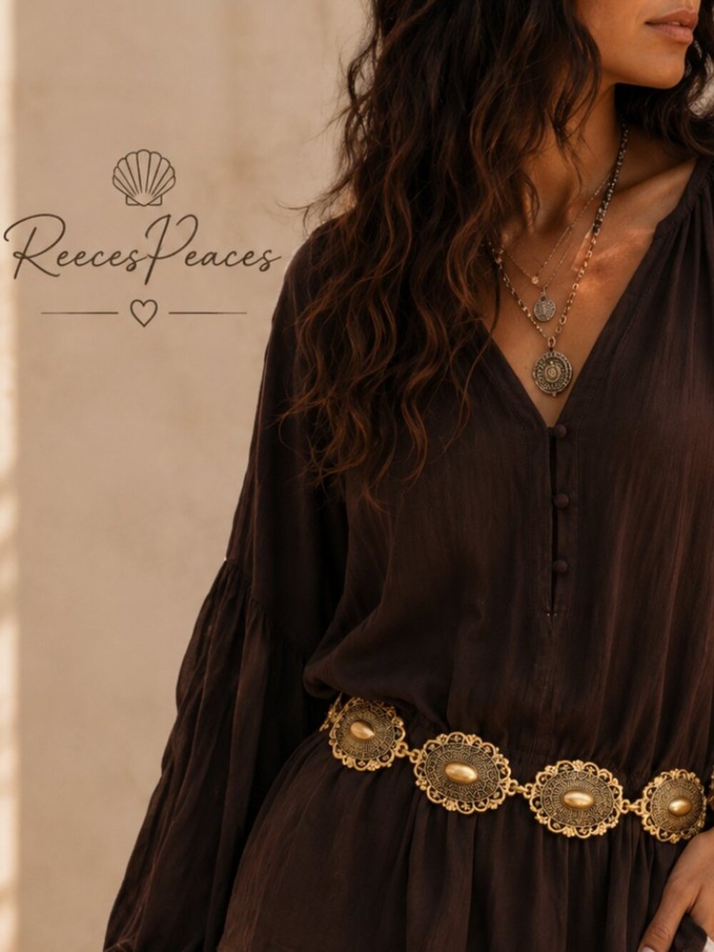 ✨ Indie Luxe Gold Medallion Chain Belt